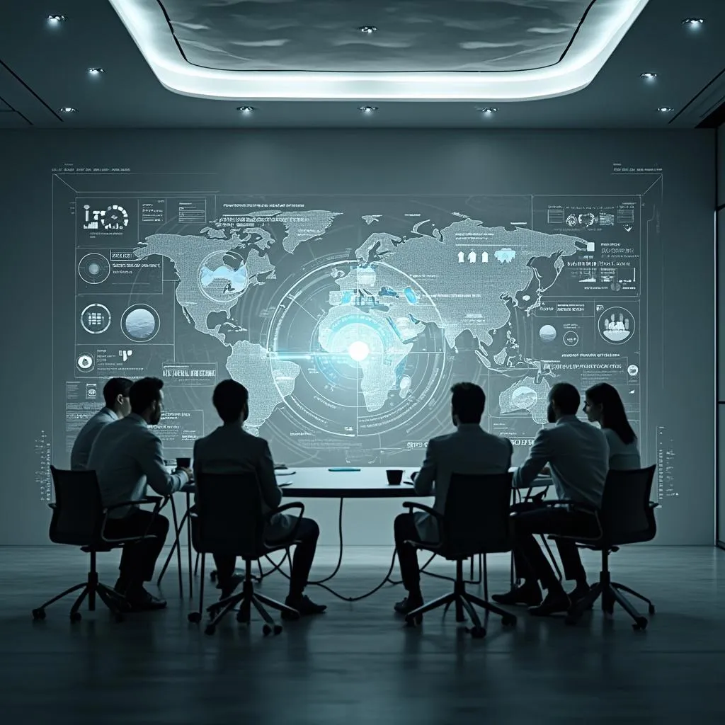 Sala de reuniones con tecnología de presentación de vanguardia